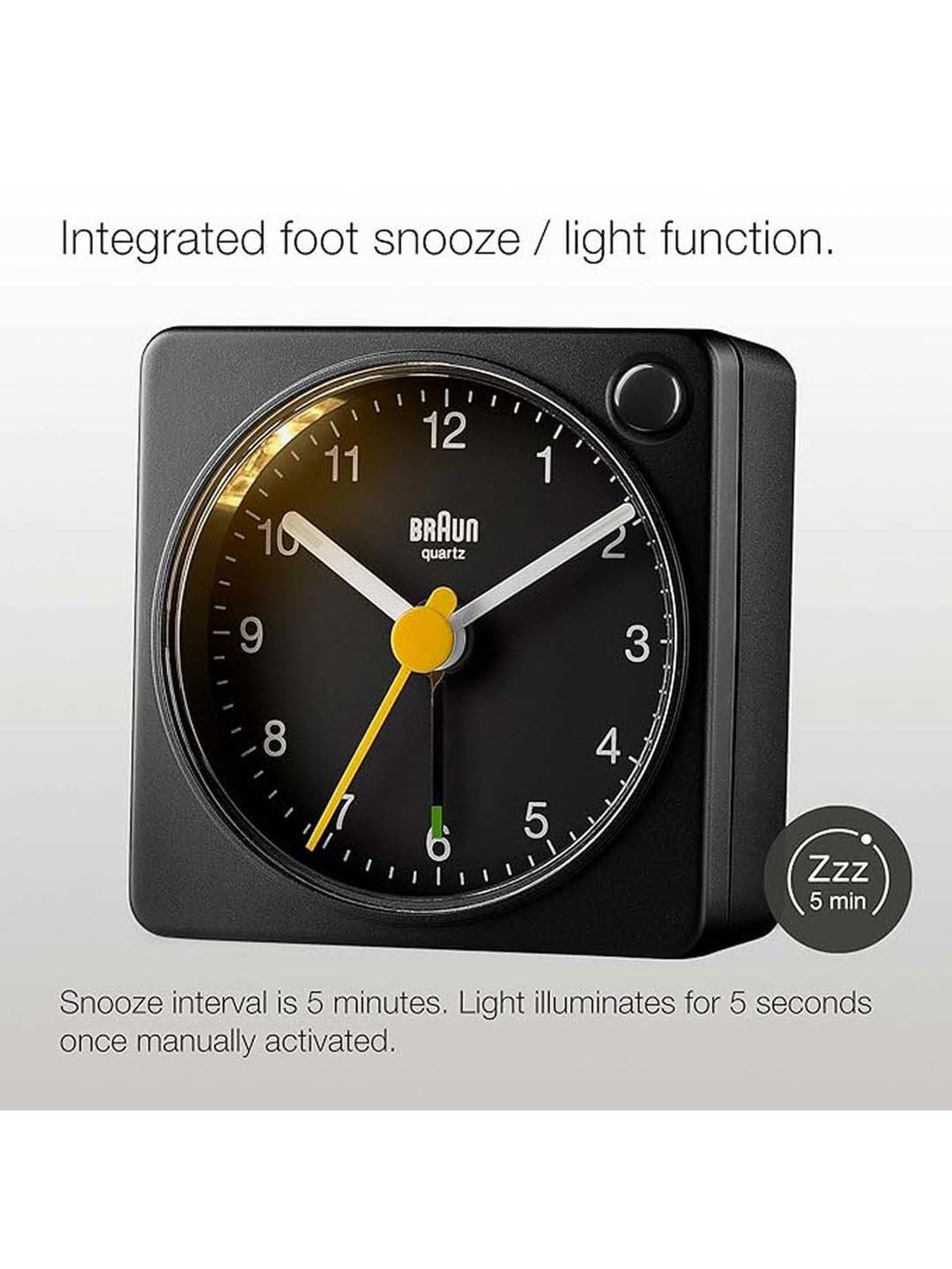 Braun Black Classic Travel Analog Alarm Clock
