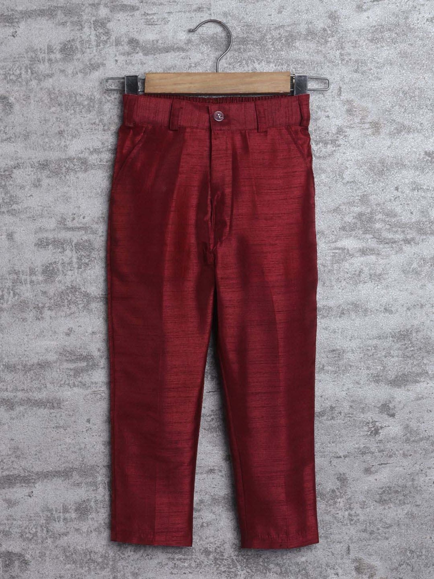 Ahhaaaa Kids Maroon Embellished Full Sleeves Kurta Set