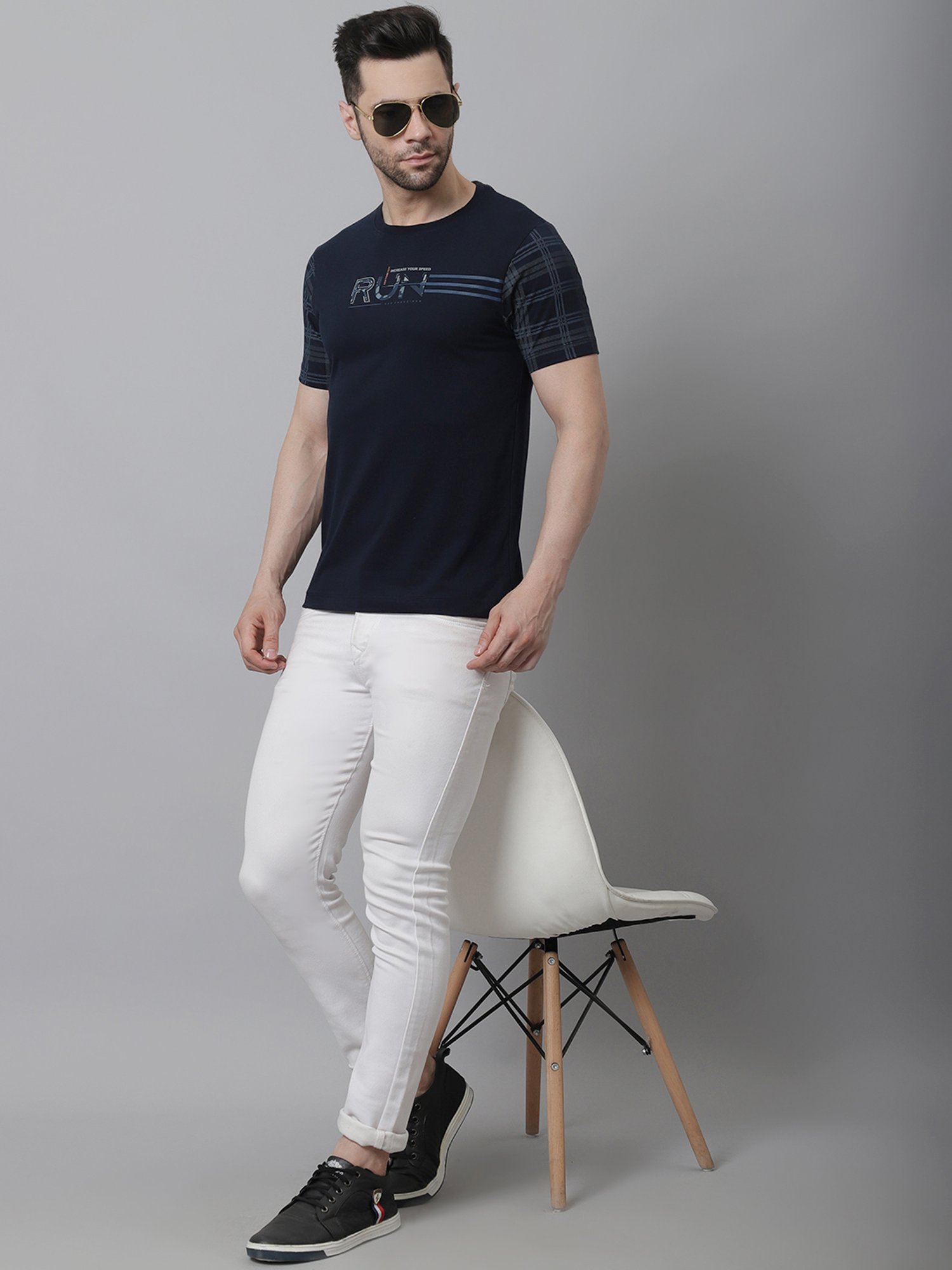 Venitian- Forbidden Clothing Navy Slim Fit Printed T-Shirt