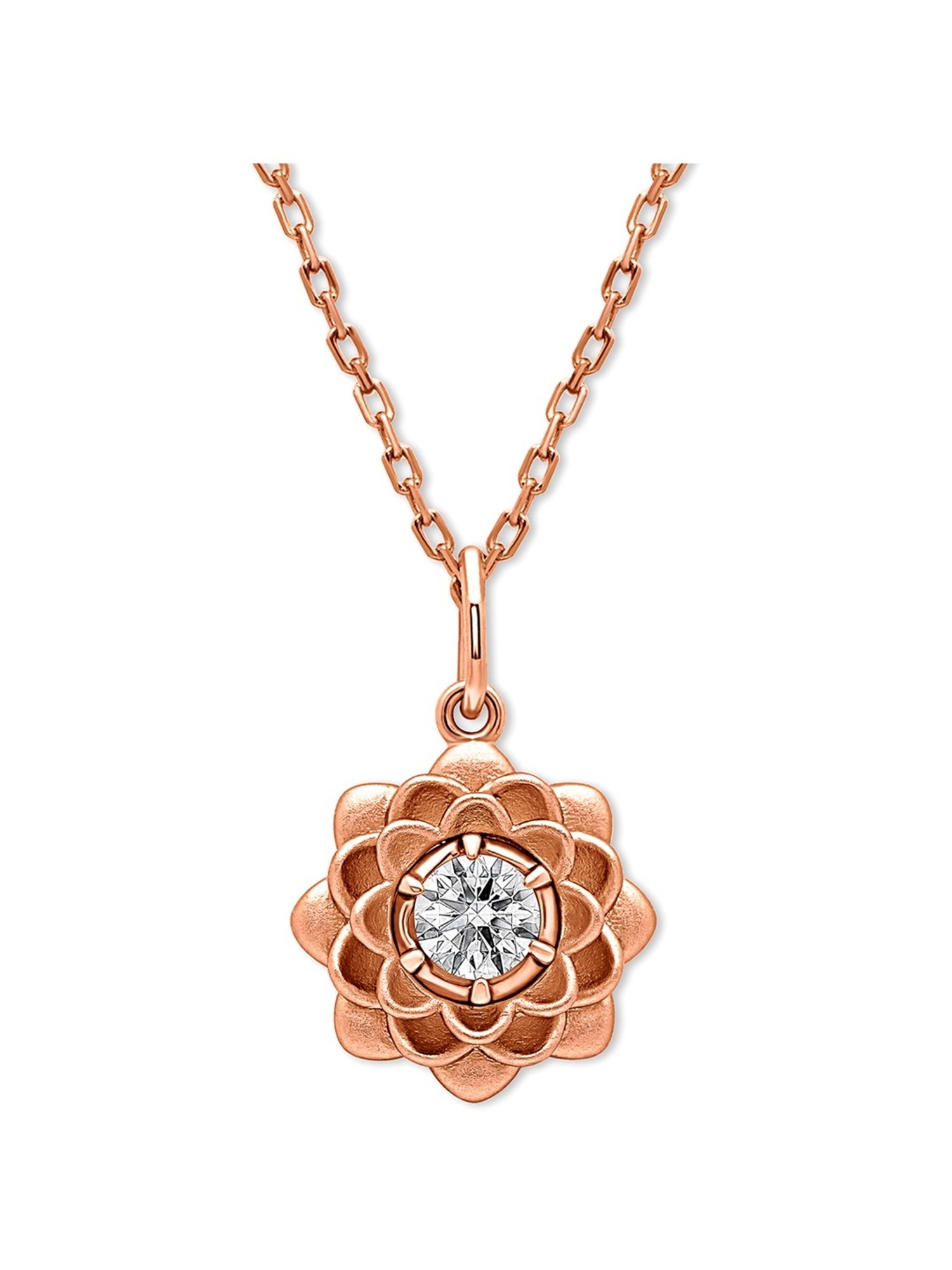 Silberry 92.5 Sterling Silver Rose Gold Floral Petal pendant