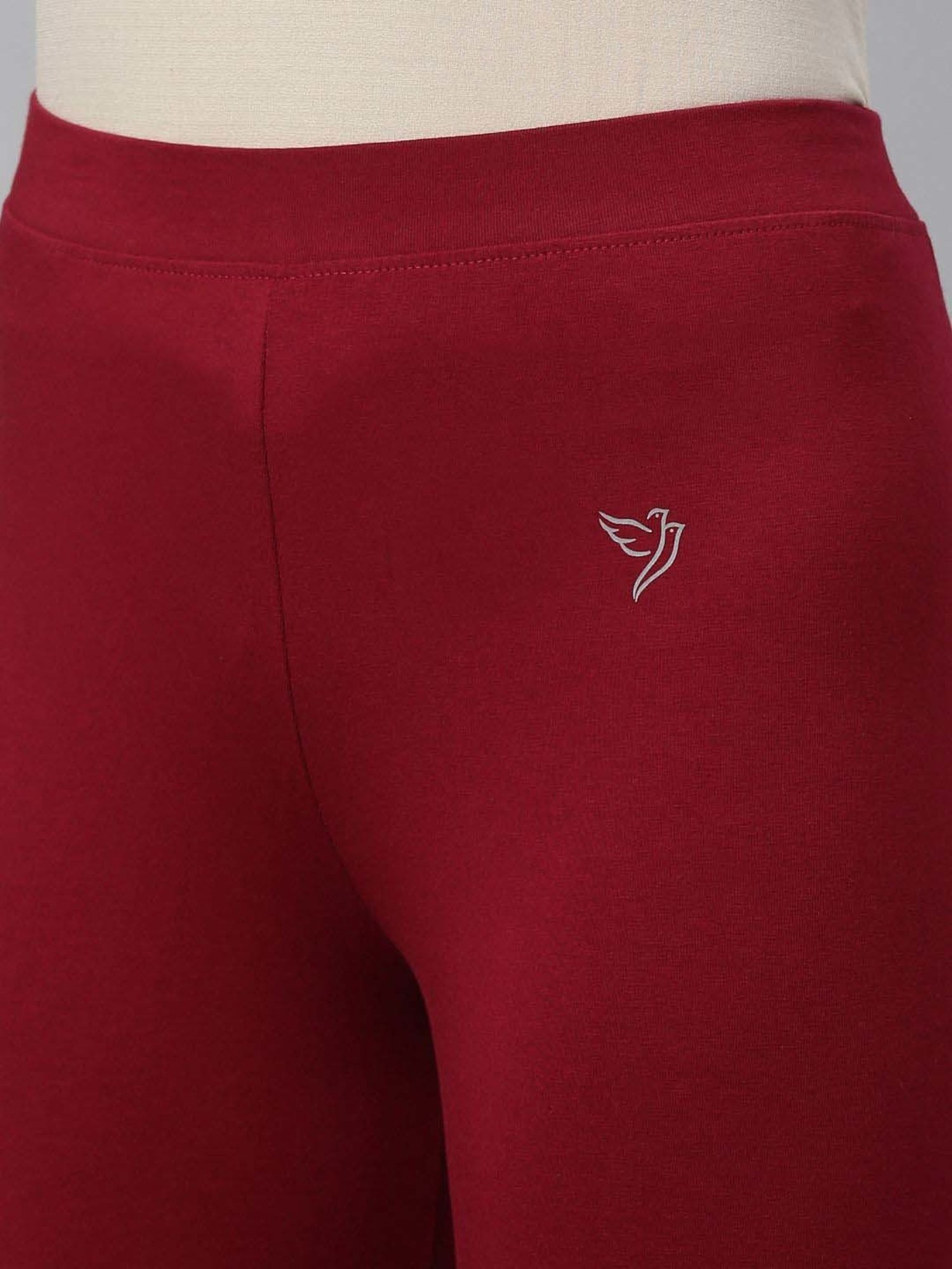 TWIN BIRDS Maroon Cotton Full Length Leggings With Dupatta