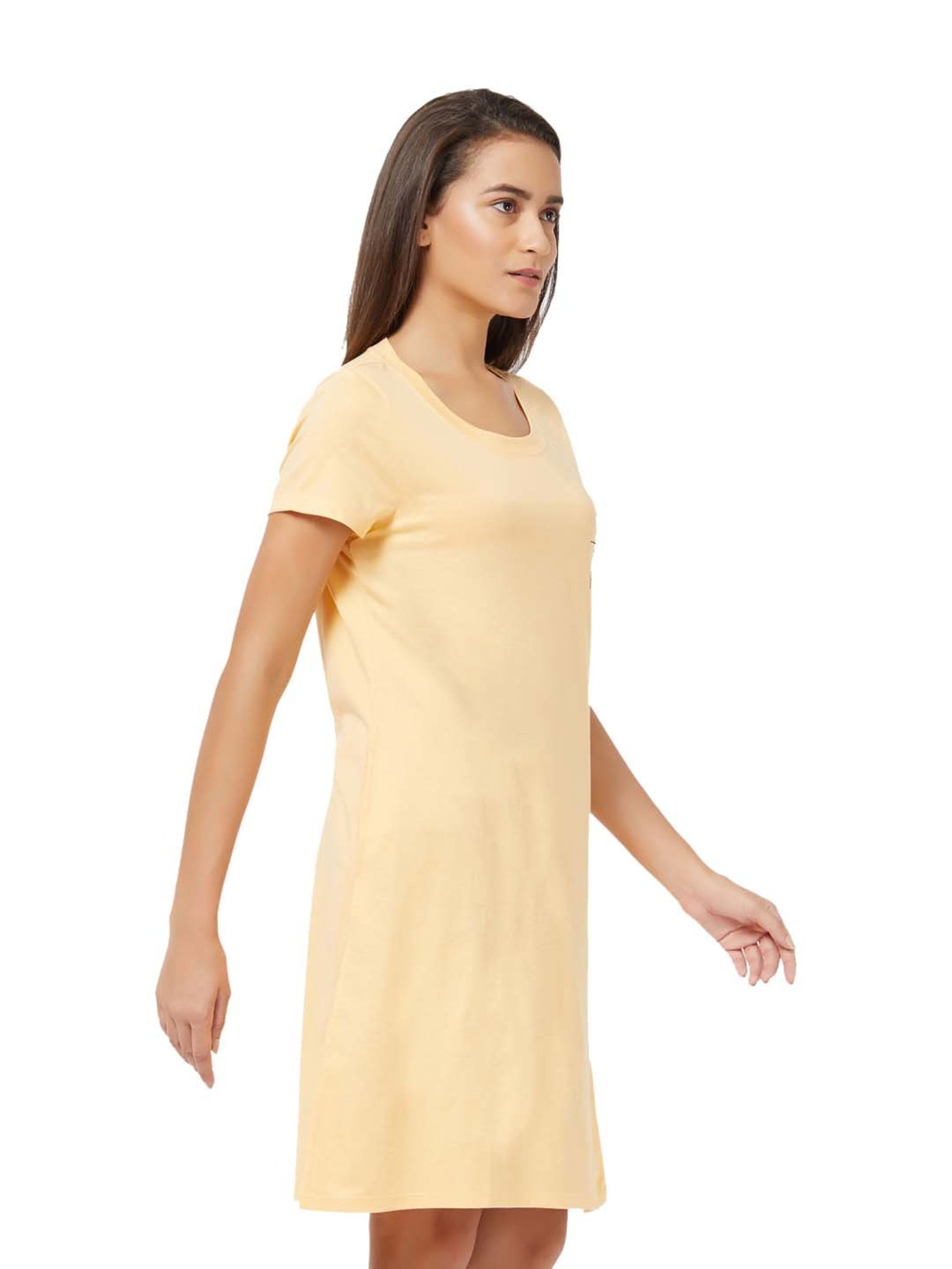 Soie Cream Cotton Printed Sleep T-Shirt