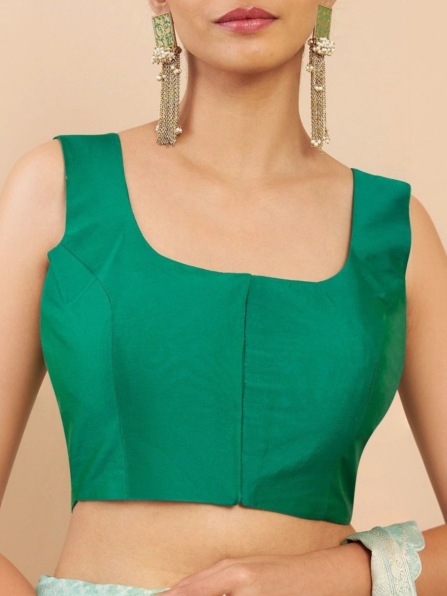 Soch Teal Green Plain Readymade Blouse