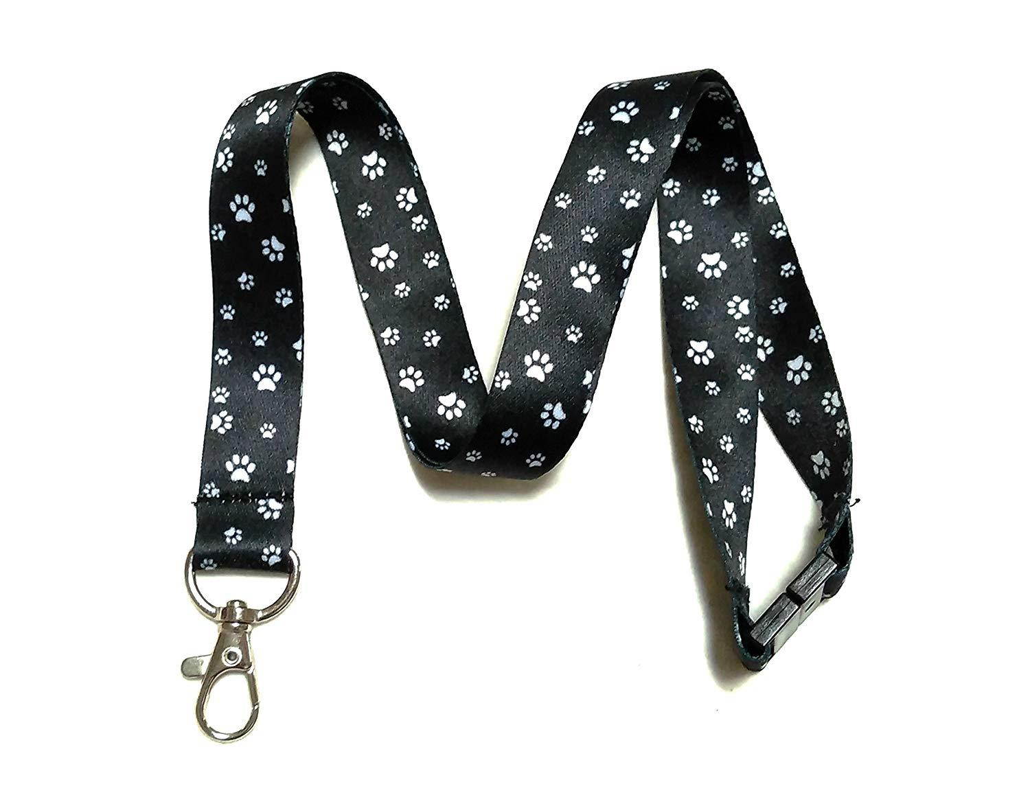 Break Away Black & White Print Lanyard Key Chain Id Badge Holder (Set of 8)