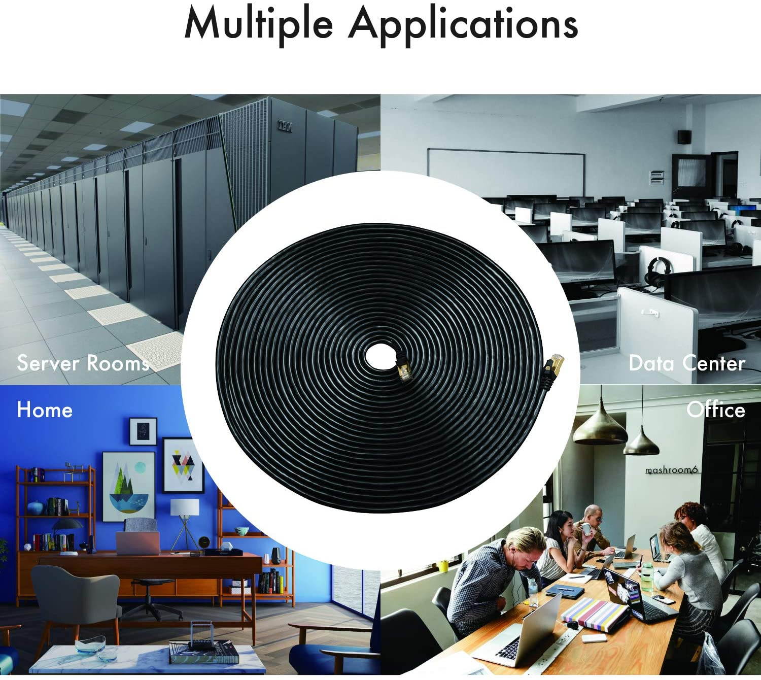 Cat 8 Ethernet Cable 25 ft Shielded, 26AWG Lastest 40Gbps 2000Mhz SFTP Patch Cord, Heavy Duty High Speed Cat8 LAN Network RJ45 Cable- in Wall, Outdoor, Weatherproof Rated for Router, Modem, Gaming