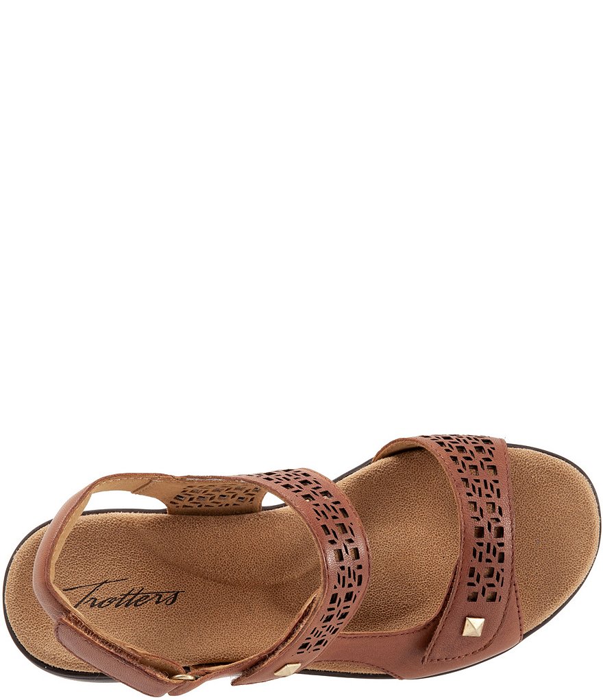 Trotters Romi Cutout Leather Adjustable Hook and Loop Footbed Sandals