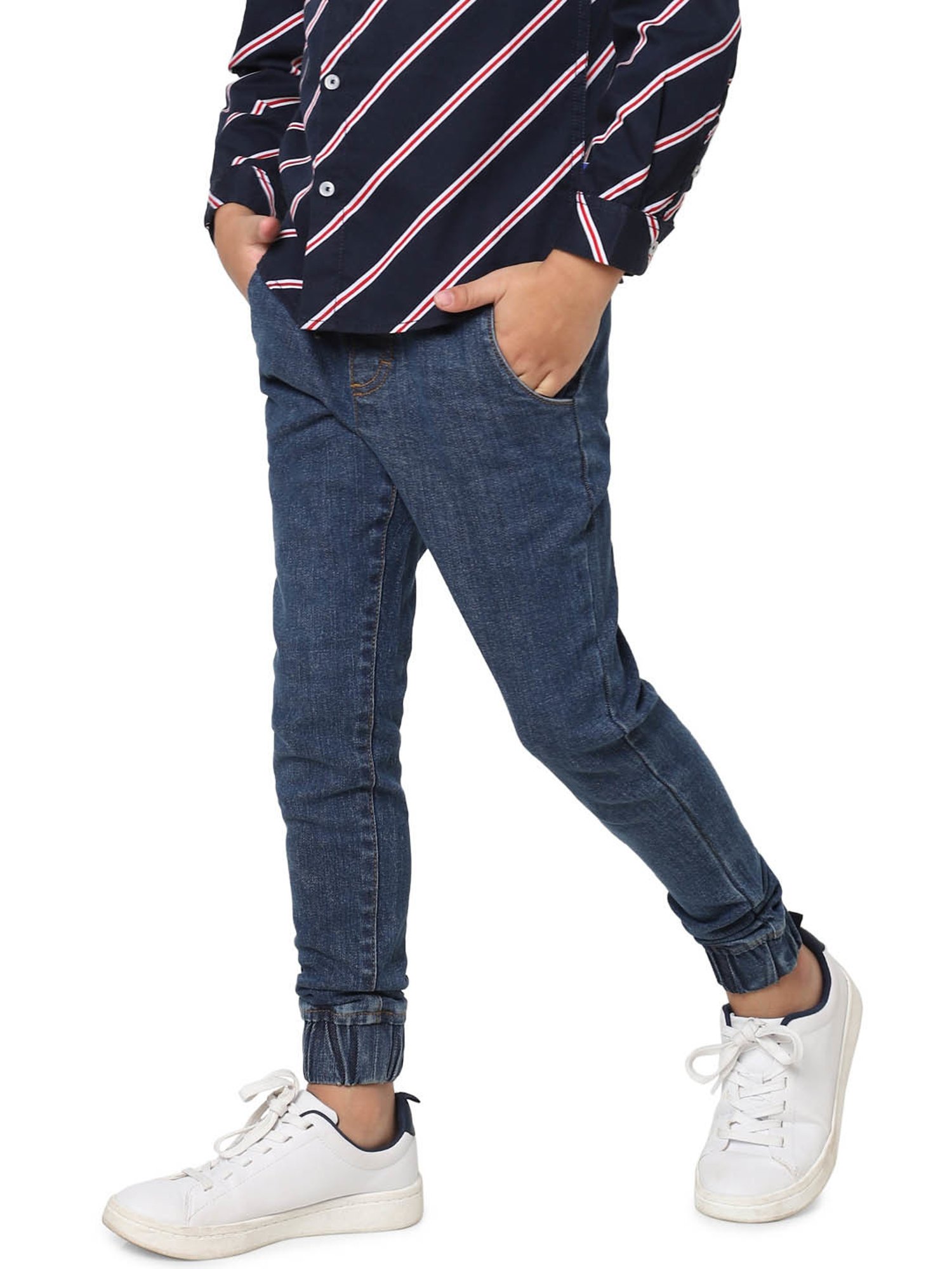 Pepe Jeans Boys Dark Blue Solid Jeans