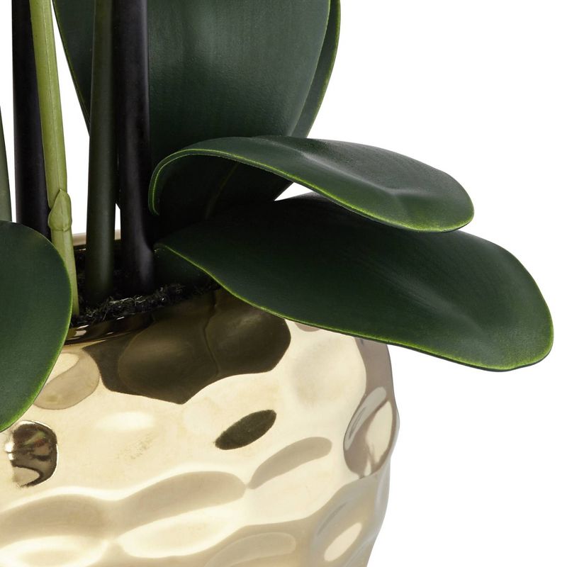 Dahlia Studios White Phalaenopsis 23"H Faux Orchid in Gold Ceramic Pot