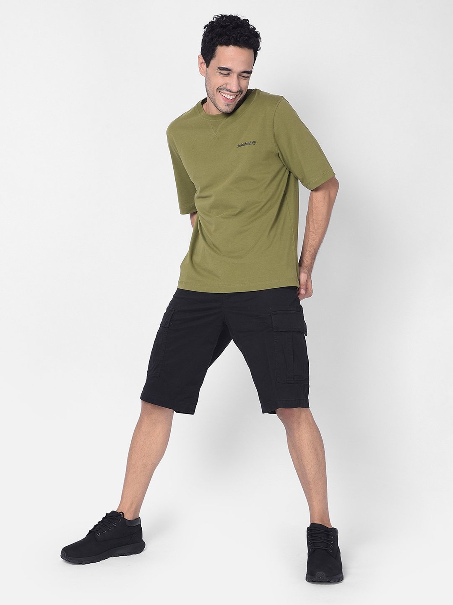 Timberland Olive Regular Fit Logo Print Crew T-Shirt