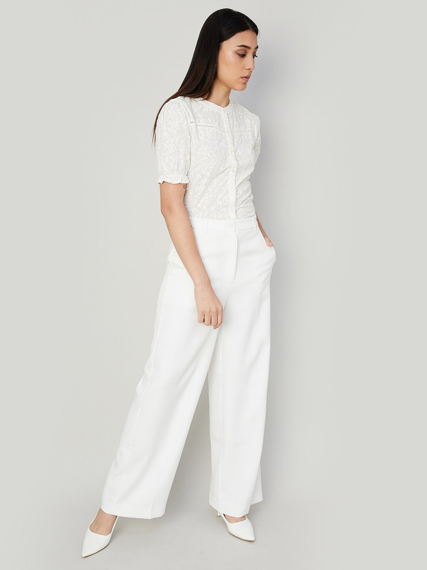 Code by Lifestyle Off White Cotton Printed Top