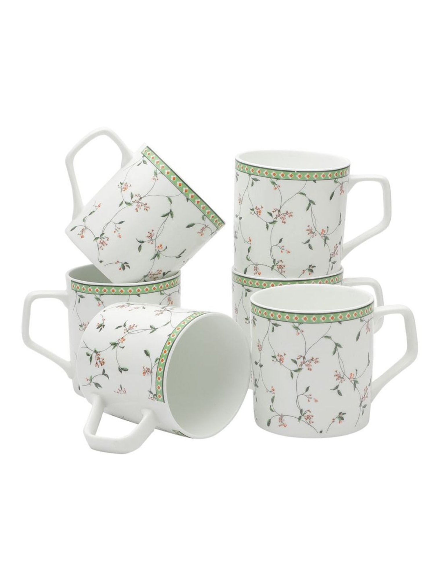 JCPL White Ceramic Milk & Coffee Mug (0.22L) - Set of 6