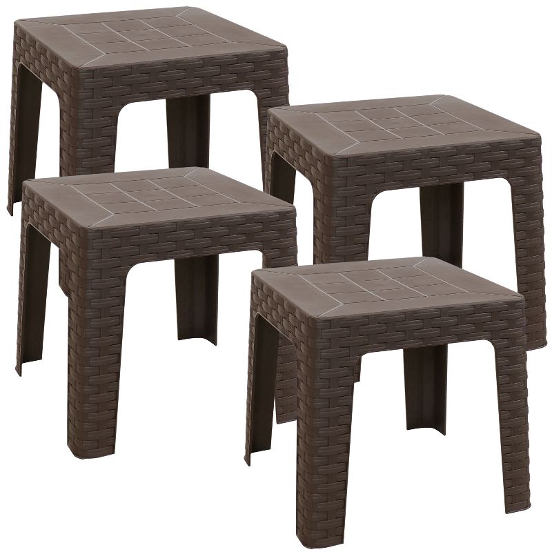 Aluminum Square Patio Side Table - Brown - Crestlive Products