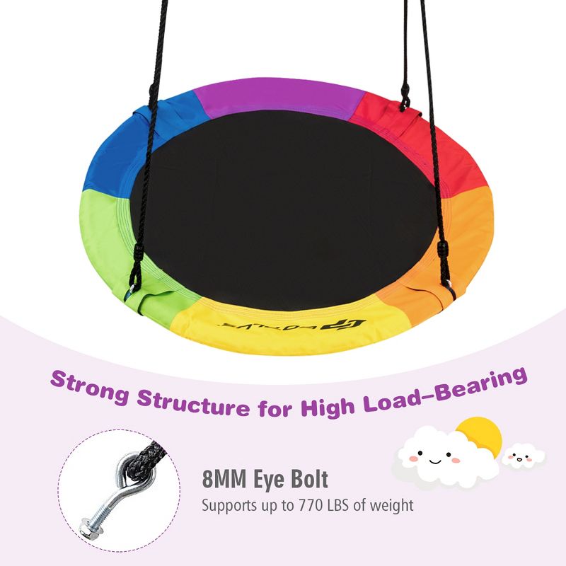 Costway 40'' Flying Saucer Tree Swing  900D Round Swing w/ Multi-ply Rope Colorful