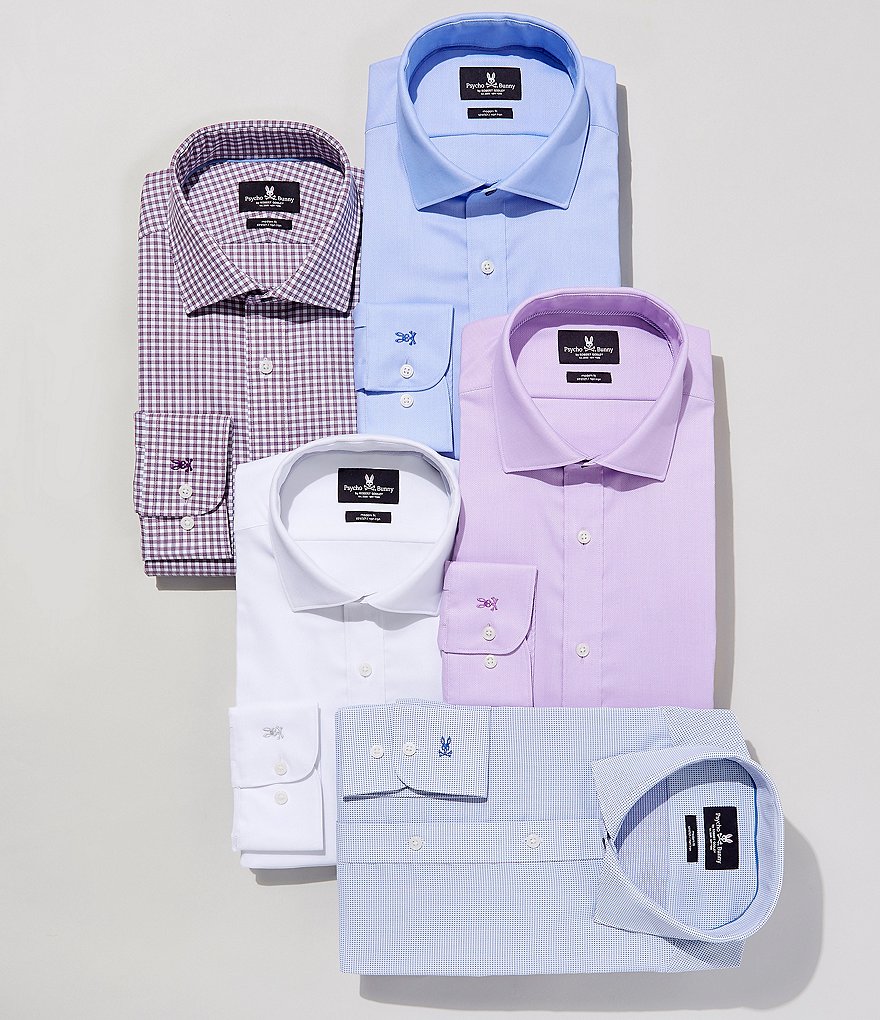 Psycho Bunny Non-Iron Modern Fit Spread-Collar Solid Dress Shirt