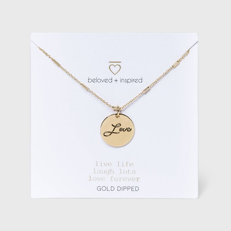 Beloved + Inspired Gold 'Love' Disc Necklace - Gold