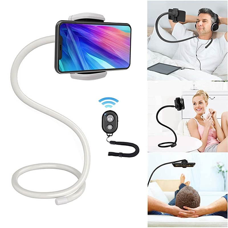 Mobile Phone Stand, Lazy Bracket, Cell Phone Holder,Phone Holder for Bed, DIY Free Rotating Mounts with Multiple Function, Neck Phone Holder Gooseneck Cell Phone Holders Can Remote Selfie