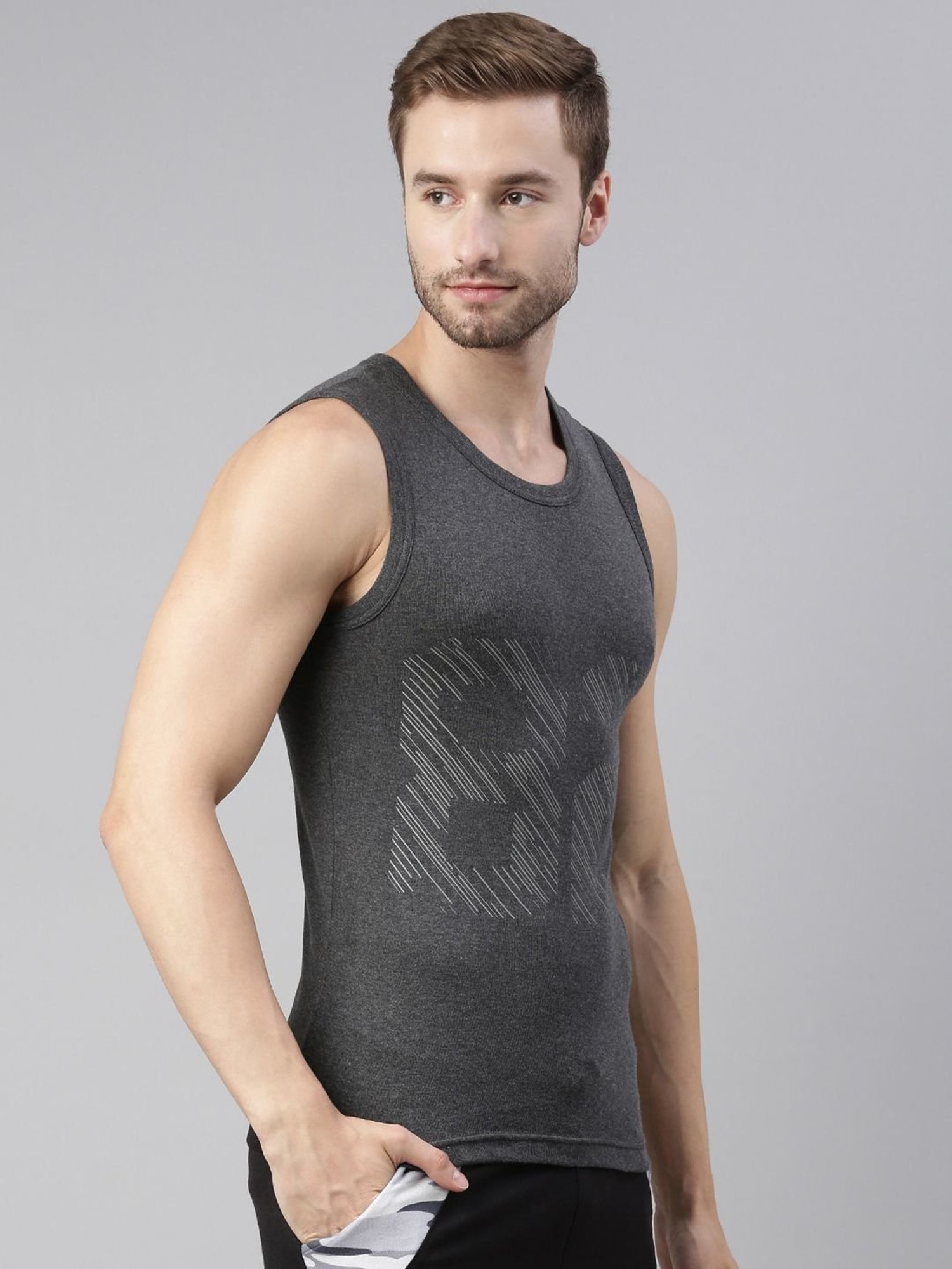 Dixcy Scott Maximus Multi Cotton Regular Fit Printed Vest - Pack Of 3