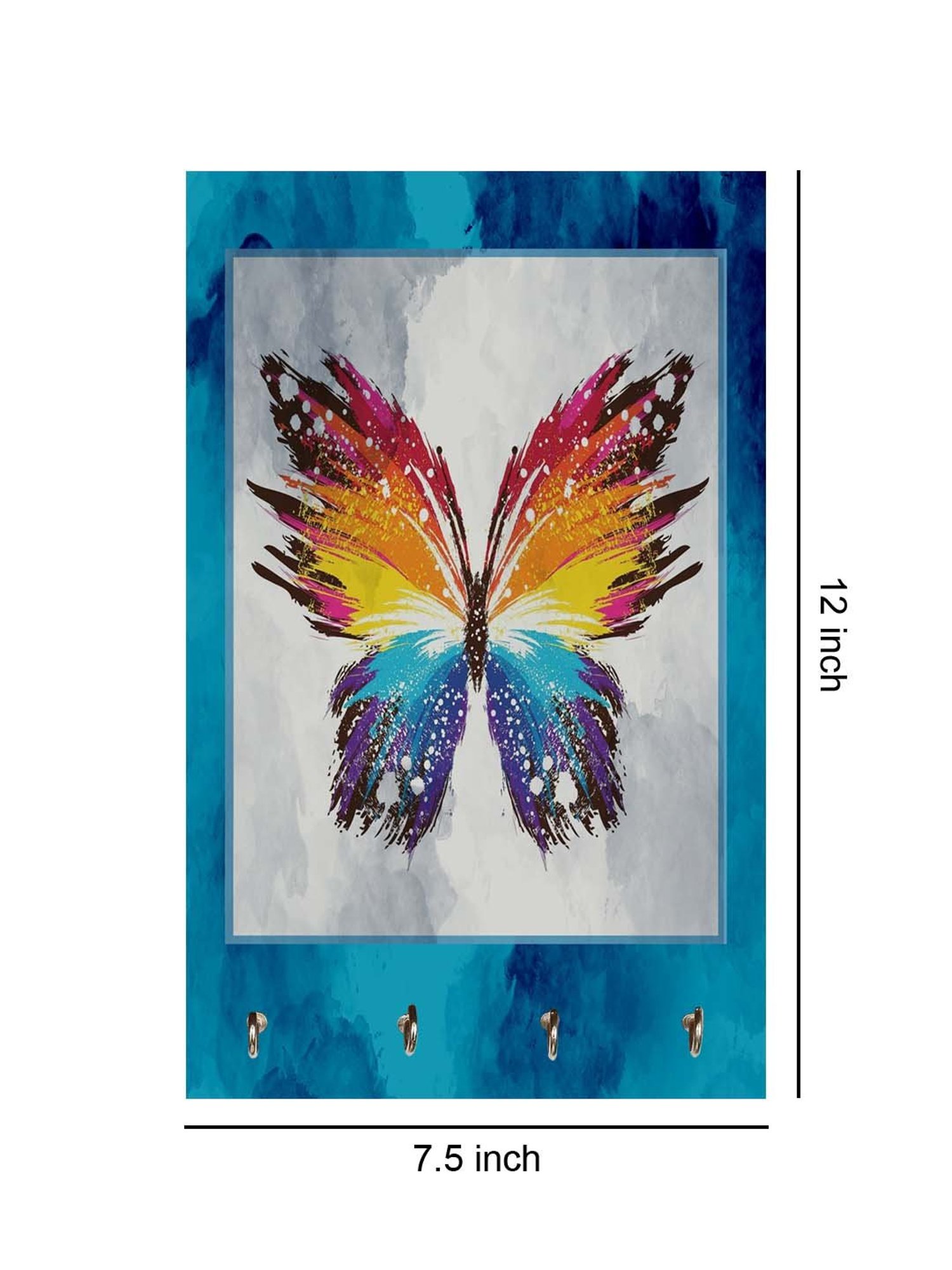 999Store Blue & Grey MDF Decorative Wall Mount Key Holder - Set of 1