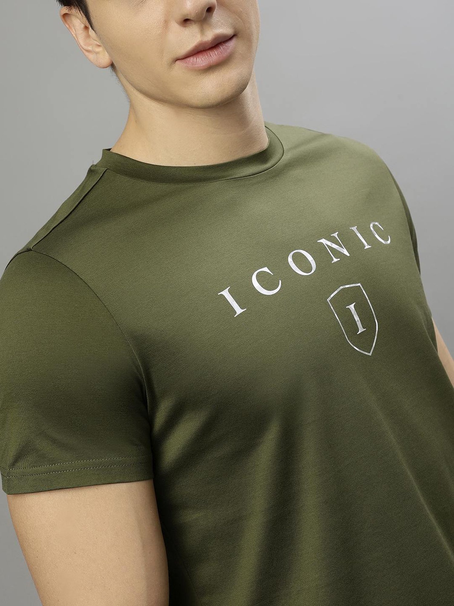 Iconic Men Typography Regular Fit Cotton T-shirt