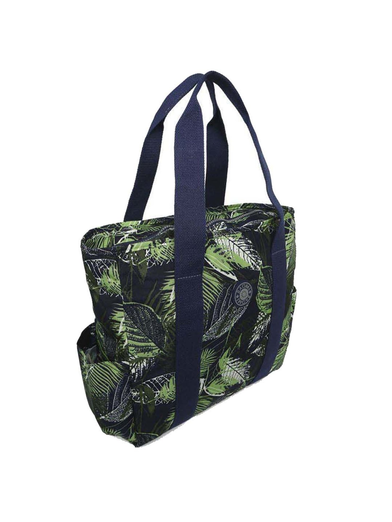 Baomi Blue & Green Printed Medium Tote Handbag