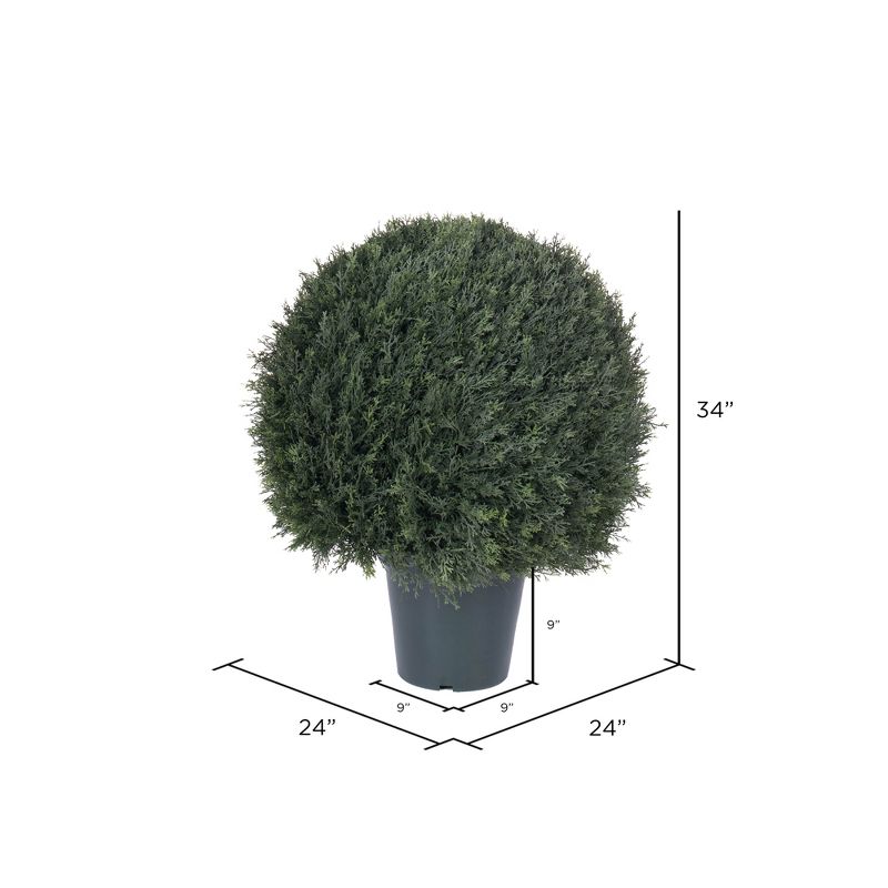 Vickerman 24" Artificial UV Resistant Pond Cypress Topiary in Two Tone Green Pot.