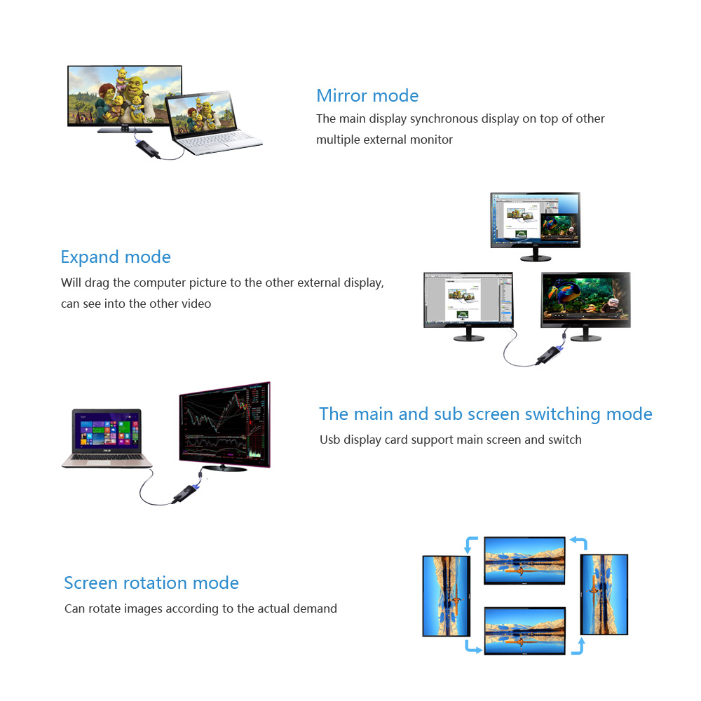 Wavlink USB to VGA Video Graphics Adapter Multiple Displays up to 1920x1080 (Supports Windows 10, 8.1,7, XP ) DisplayLink DL-165 graphics chipset Connects Extra Monitor ( HDTV, LCD, Projector )
