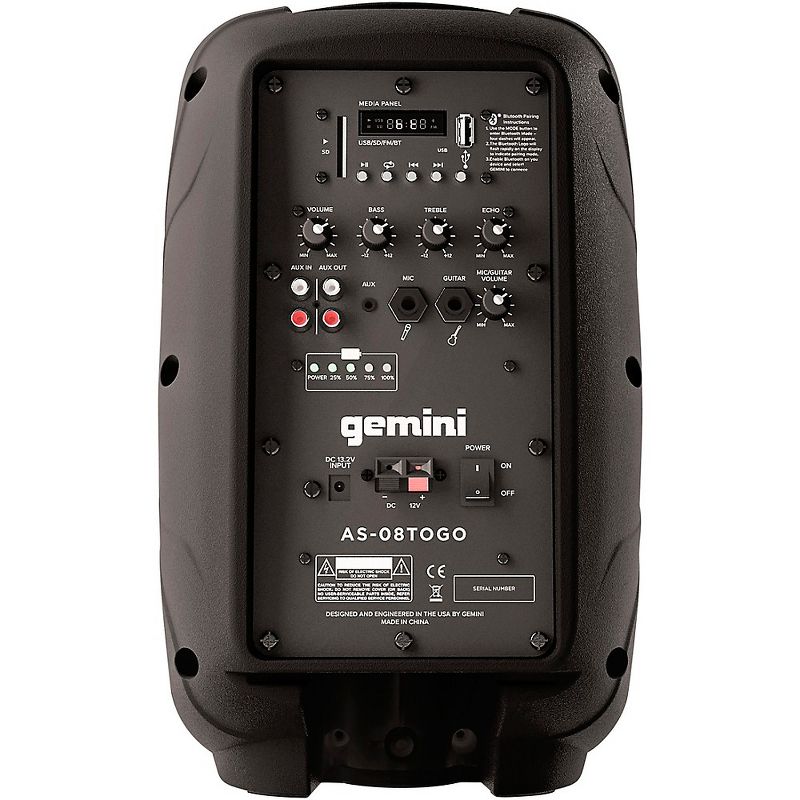 Gemini AS-08TOGO 8" Wireless Rechargeable Bluetooth Speaker with Wheels