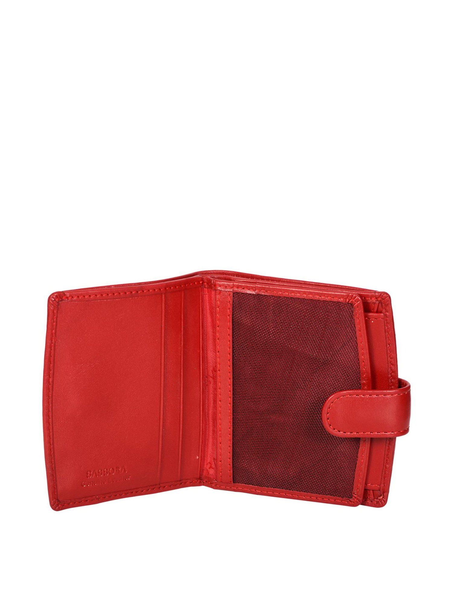 SASSORA Red Solid Rfid Bi-Fold Wallet for Women