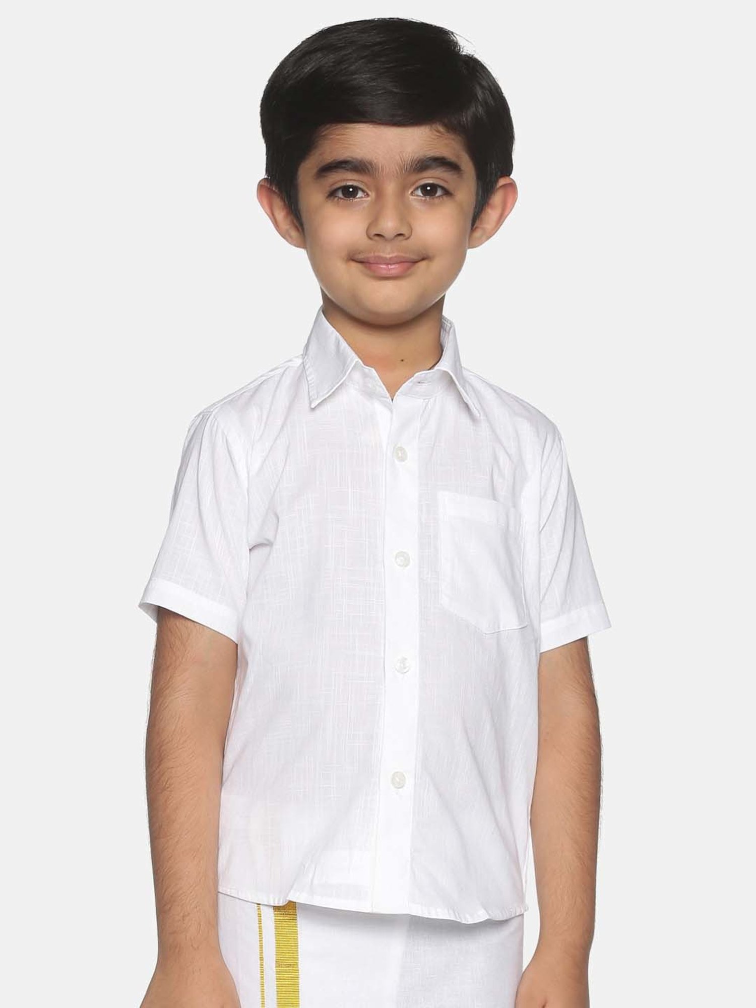 Sethukrishna Kids White Cotton Regular Fit Shirt