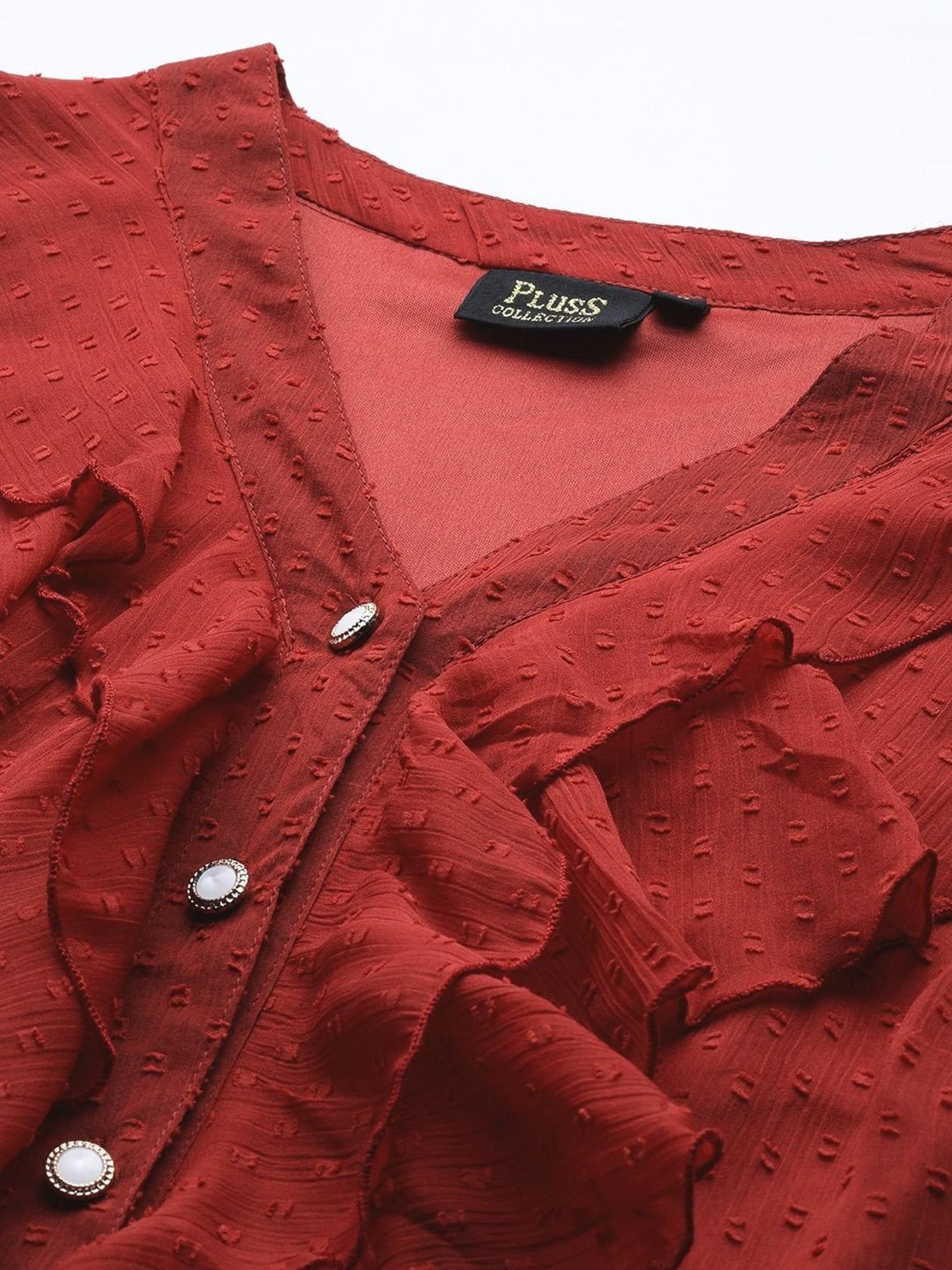 Melon by PlusS Red Self Pattern Top