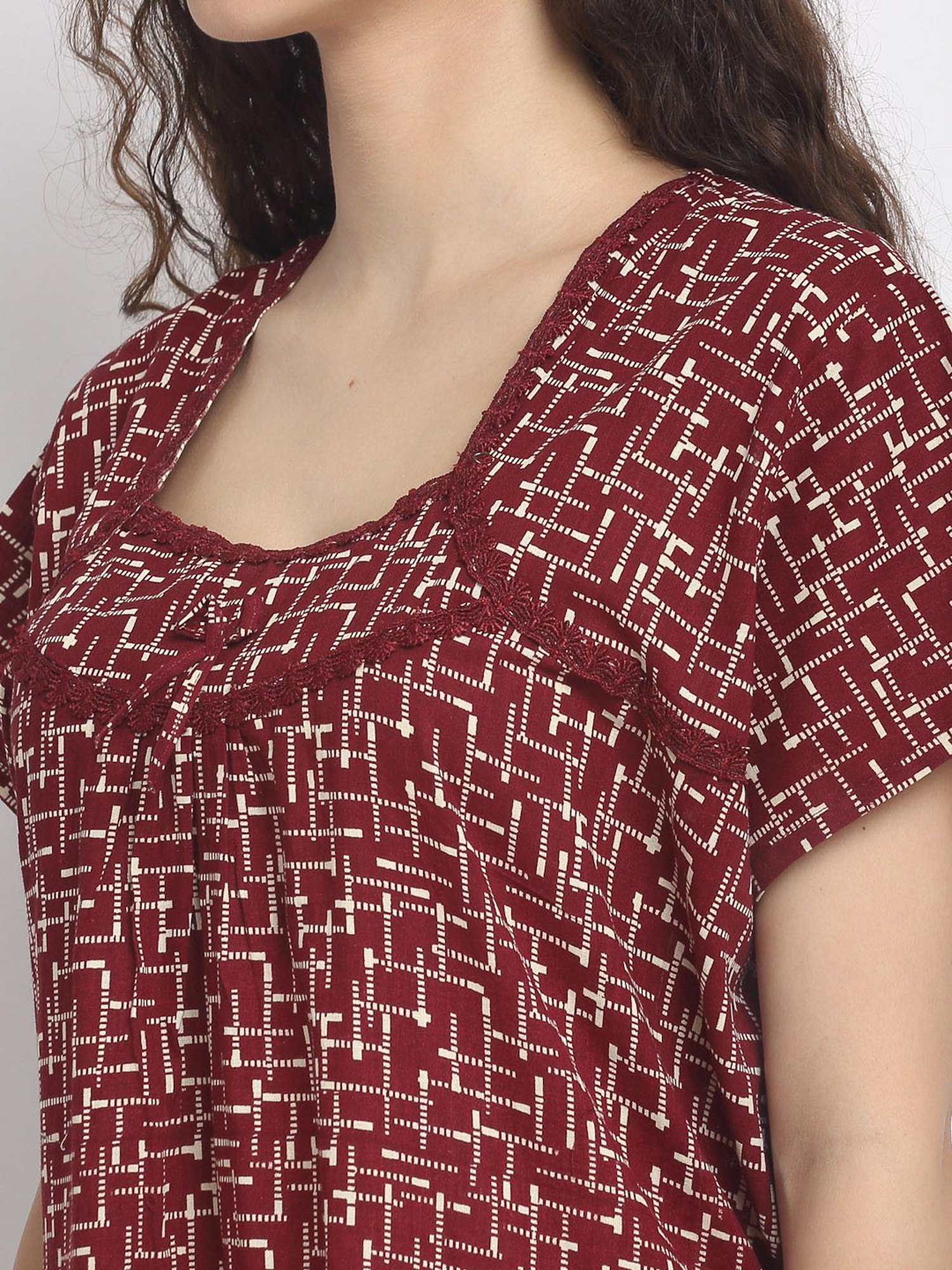 Secret Wish Maroon Printed Nighty