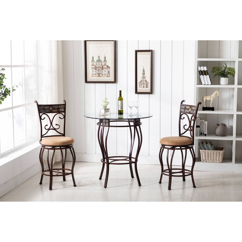 3pc Pub Dining Set Brown/Black - Boraam