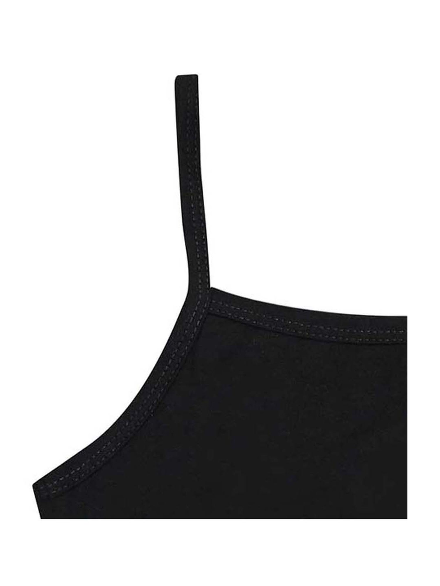 Tiny Bugs Kids Black Cotton Camisoles - Pack of 3