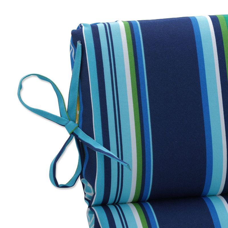 Outdoor/Indoor Rounded Chair Pad Spring Bling Blue/ Sea Island Stripe Blue - Pillow Perfect