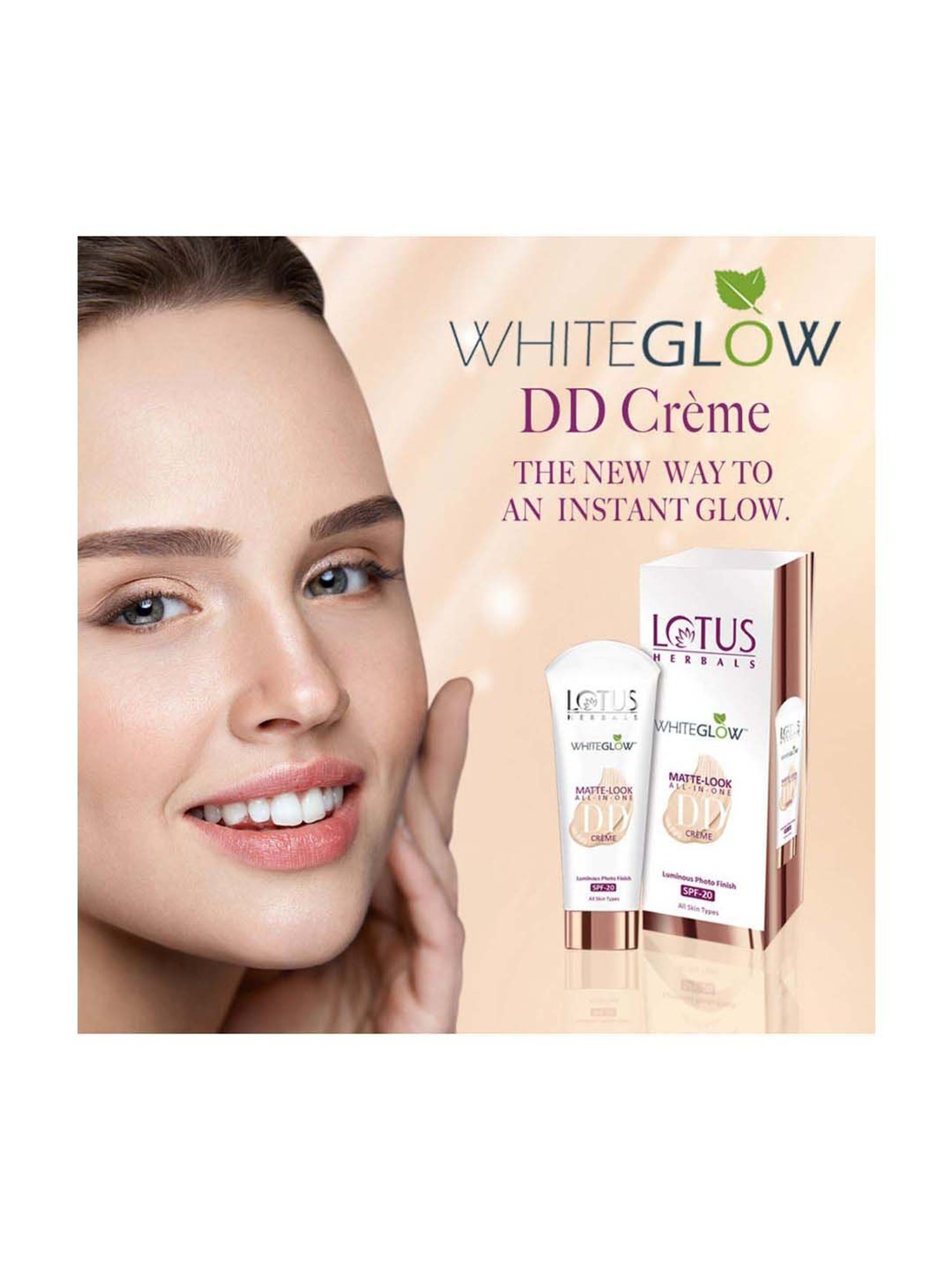 Lotus Herbals Whiteglow Matte Look All In One DD Creme SPF 20 Natural Beige - 50 gm