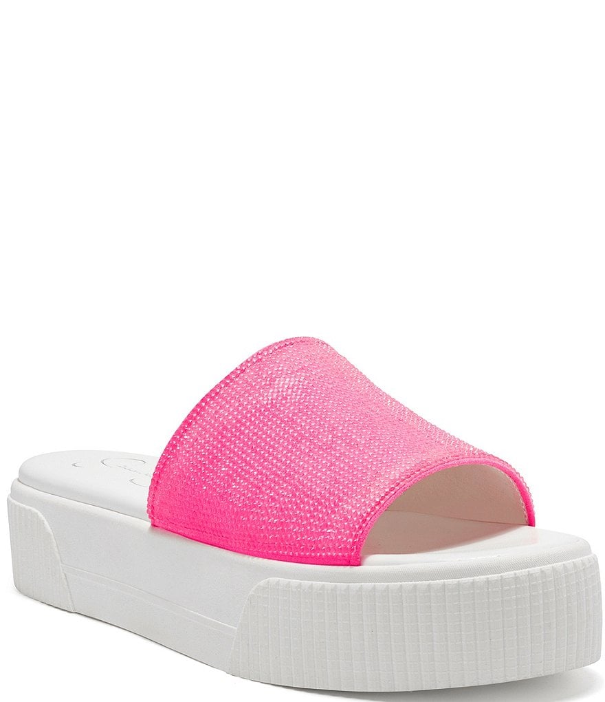 Jessica Simpson Ezira Athleisure Rhinestone Flatform Slides