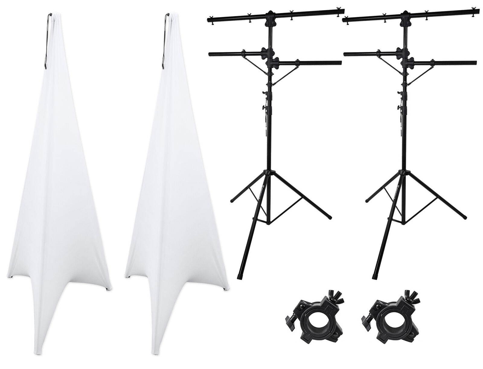 2   RVLS1 Lighting Tree Light Stands + Scrim Werks White Cloth Covers