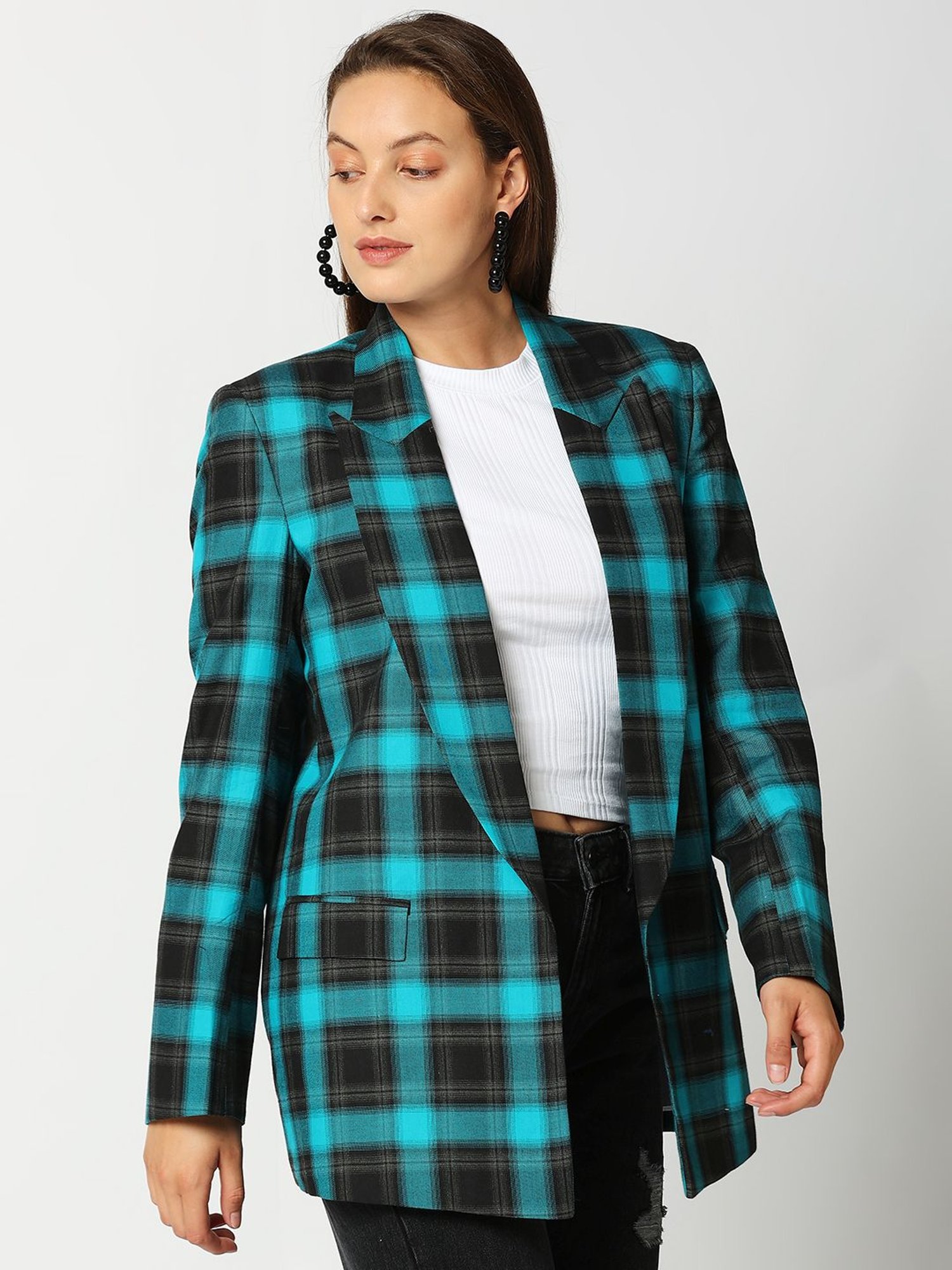 Remanika Green Pure Cotton Chequered Jacket