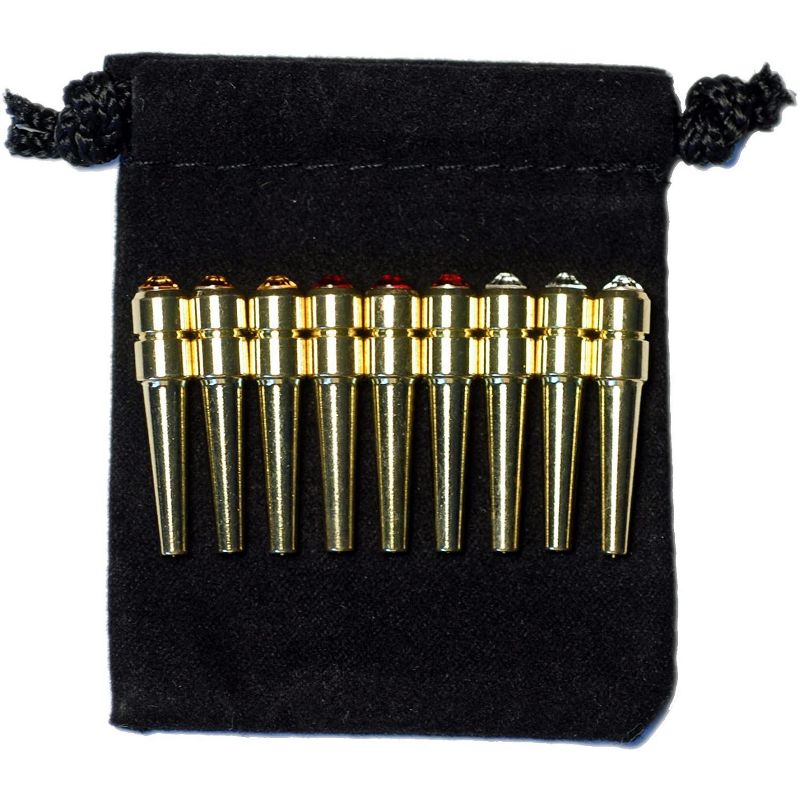 WE Games Brass Cribbage Pegs with Swarovski Austrian Crystals in Assorted Colors & Velvet Pouch - Set of 9 (3 of Each Color)