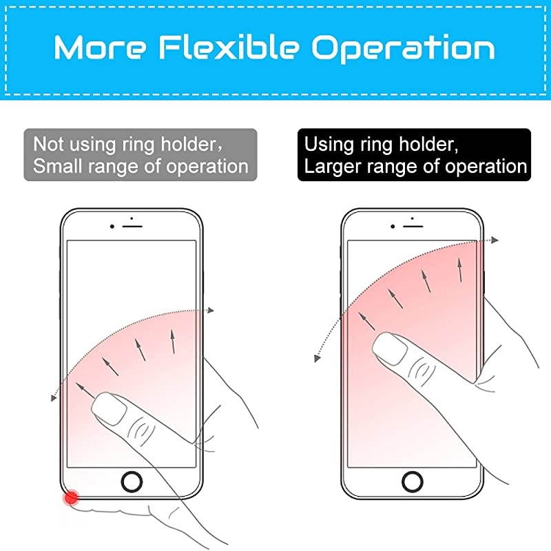 Cell Phone Ring Holder 360 Degree Rotation Finger Grip Stand Holder iPhone and ipad Tablet Ring Holder 2 Black + 2 Silver