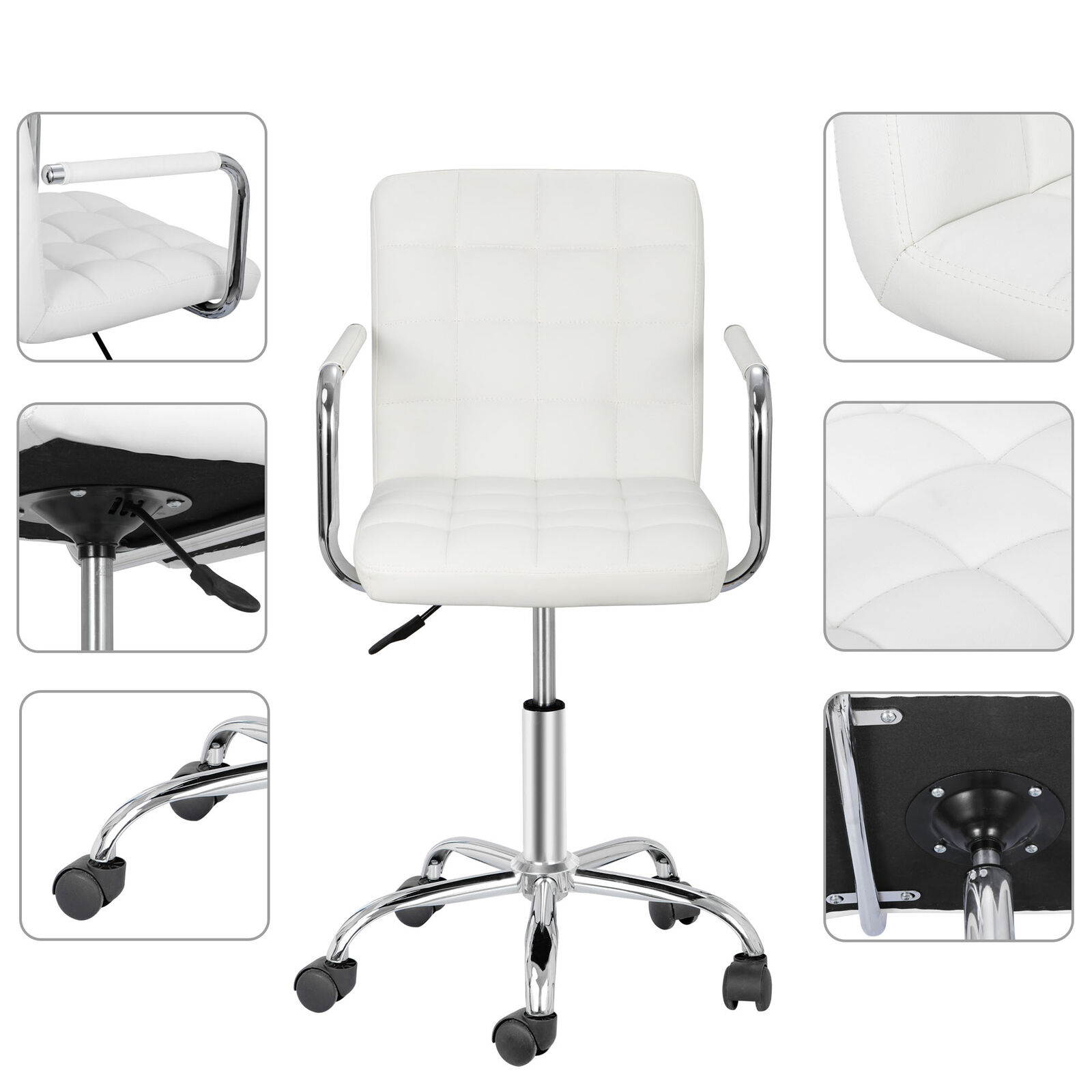 Modern Midback Armrests Office Chair Desk Office Chair with Wheels Swivel Chair Adjustable Height