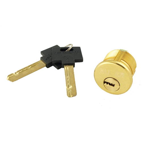 Super Lock (Like MUL-T-LOCK), Solid Replacement 1" Mortise Cylinder Lock, Polished Brass US3, HIGH SECURITY, 006 KEYWAY