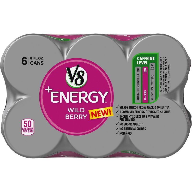 V8 +Energy Wild Berry Juice Drink - 6pk/8 fl oz Cans