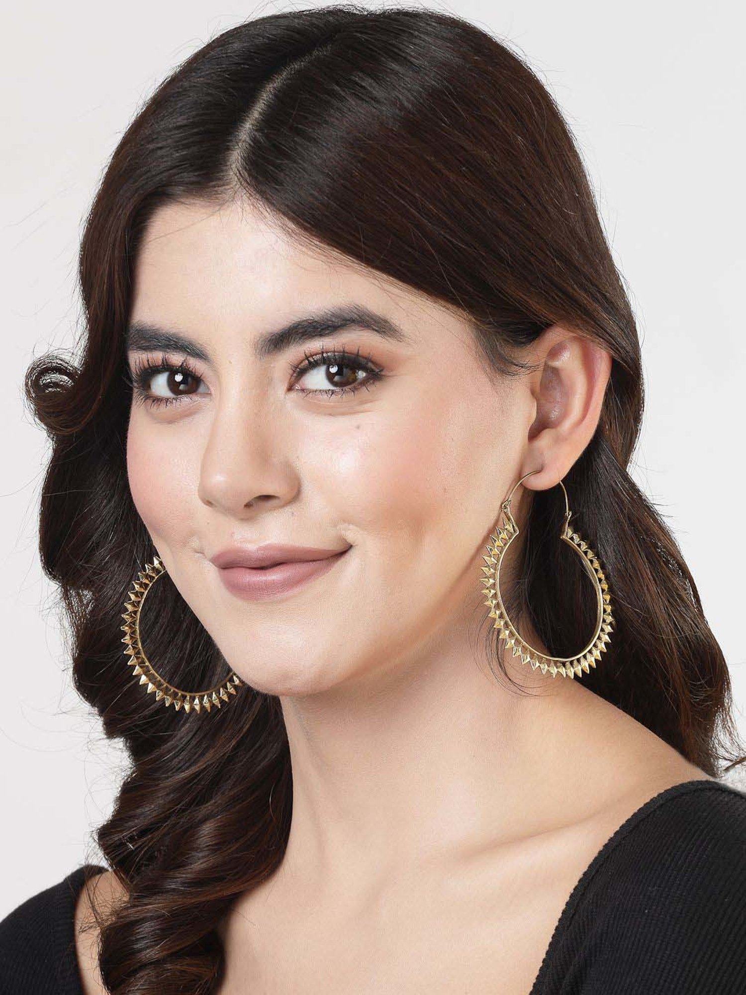 NVR Golden Full Circular Bali Earrings for Women