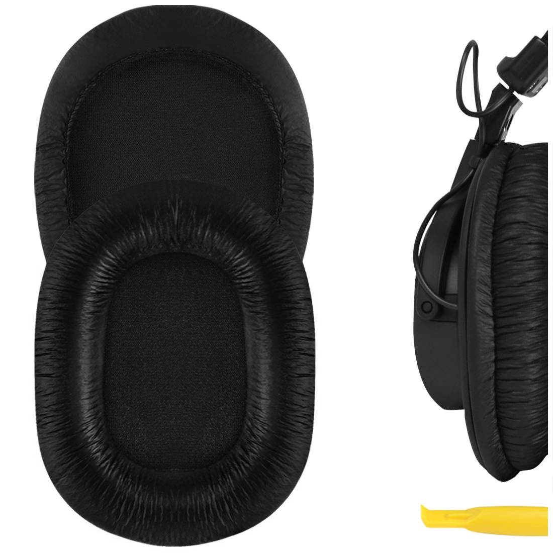 Geekria QuickFit Protein Leather Ear Pads for SONY MDR-7506, MDR-V6, MDR-CD900ST Headphones Replacement Earpads / Ear Cushion / Ear Cups, Headset Ear Cover Repair Parts (Black)