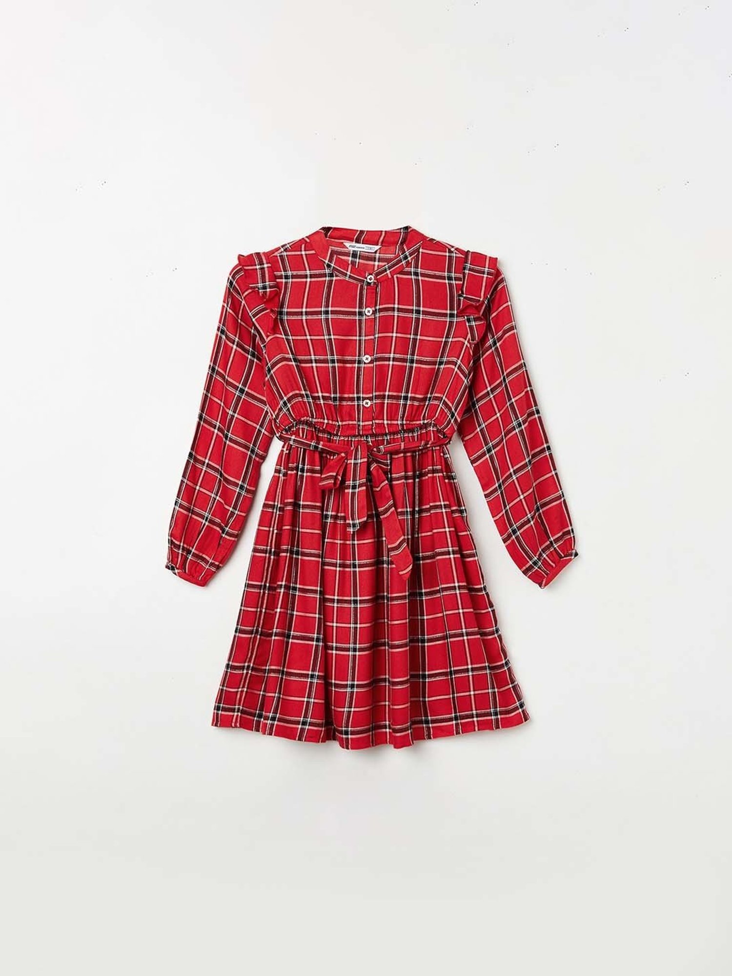 Fame Forever by Lifestyle Kids Red Chequered Full Sleeves Dress