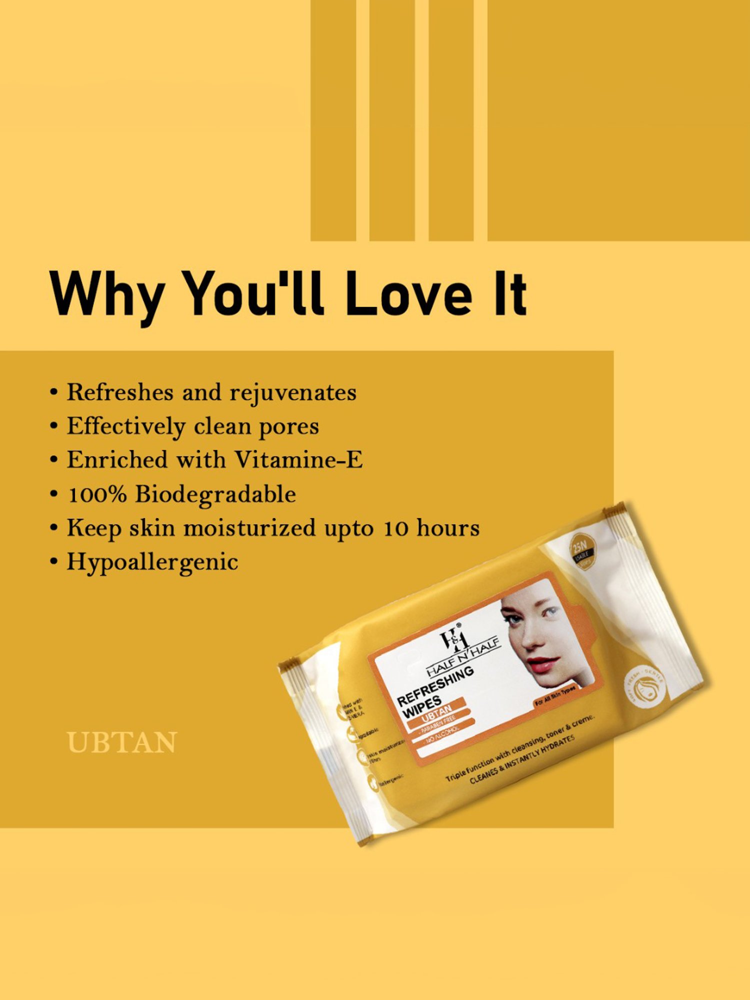 Half N Half Ubtan Refreshing Wipes - 25 Wipes