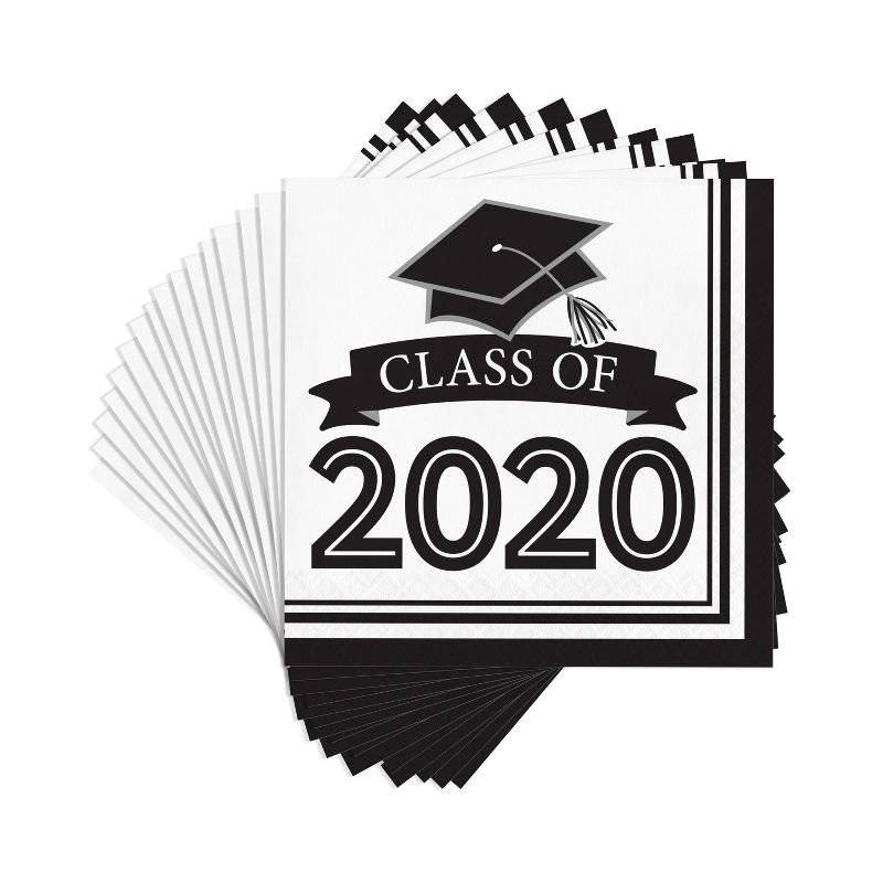 108ct Class Of 2020 Grad Napkins White