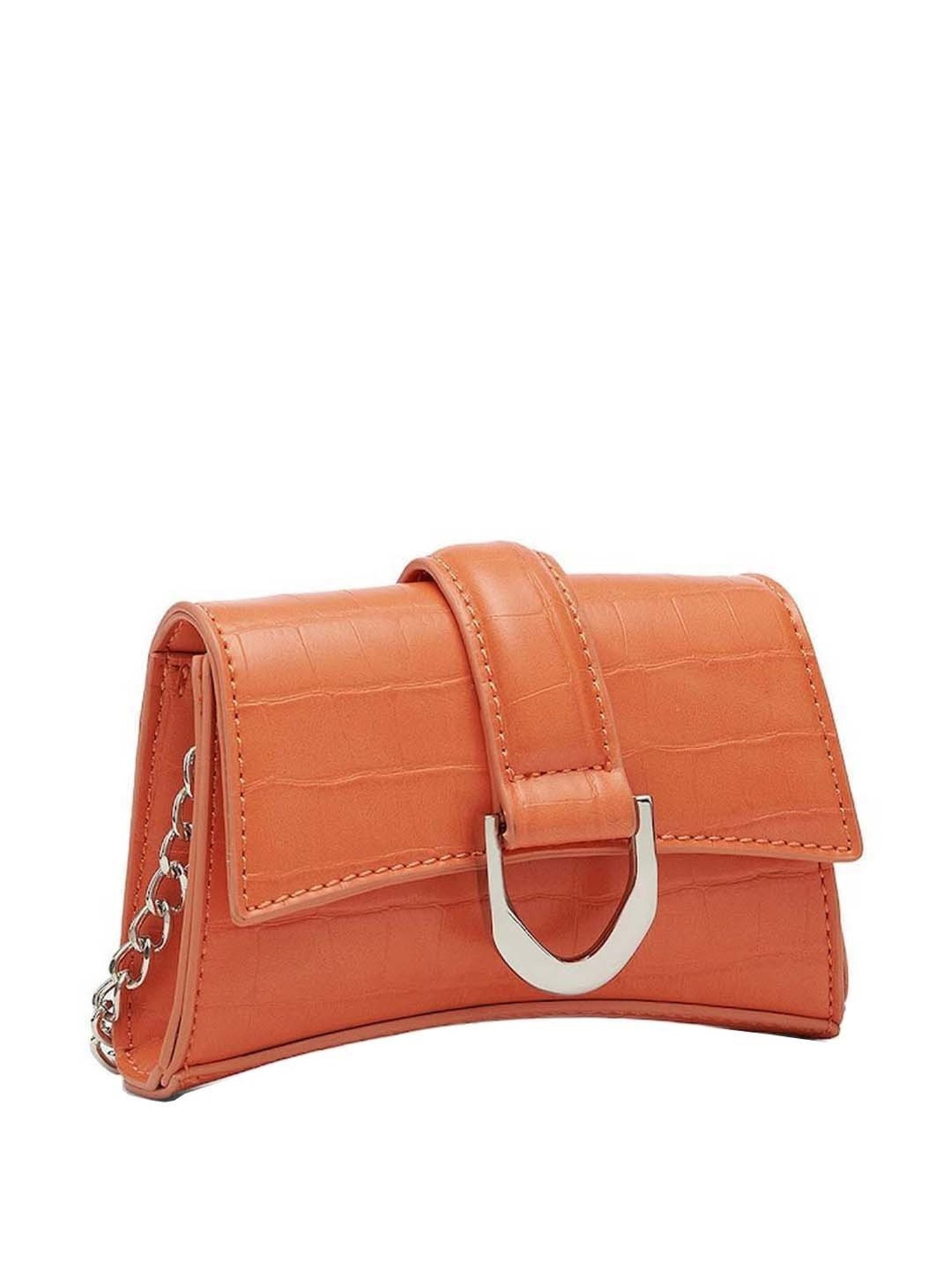 Miraggio Orange Textured Small Sling Handbag