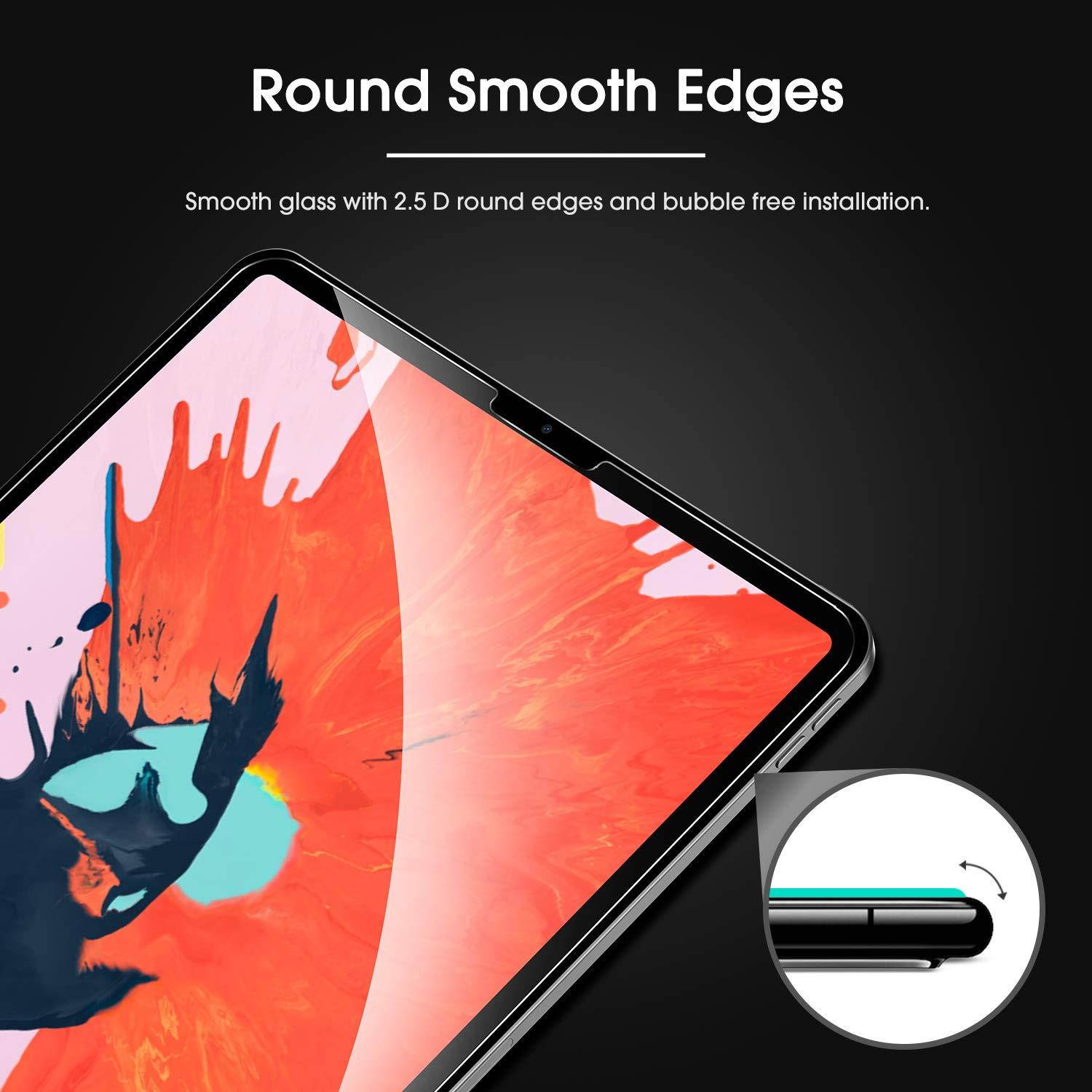 OMOTON [2 Pack] Screen Protector for iPad Pro 12.9 2018 (3rd Gen) [Work with Face ID & Apple Pencil] - Tempered Glass/High Definition / 9 Hardness